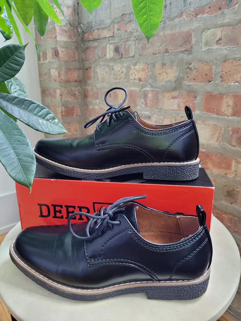 Deer Stags Zander Boys Lace-Up Black Derby Dress Shoes